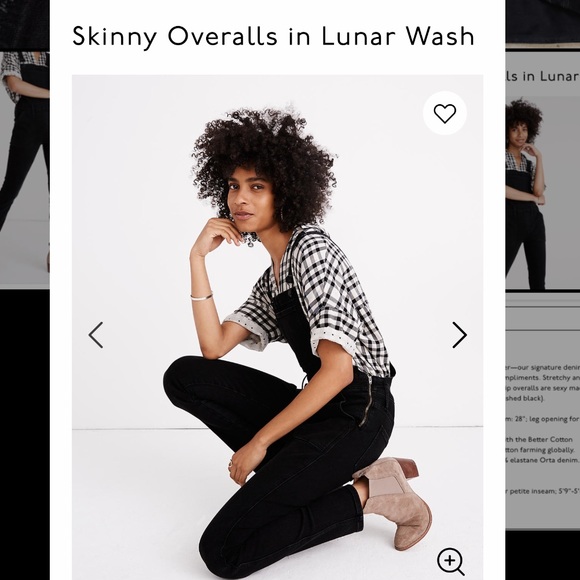 Madewell Black Skinny Overalls Lunar Wash XSTall - Picture 2 of 11